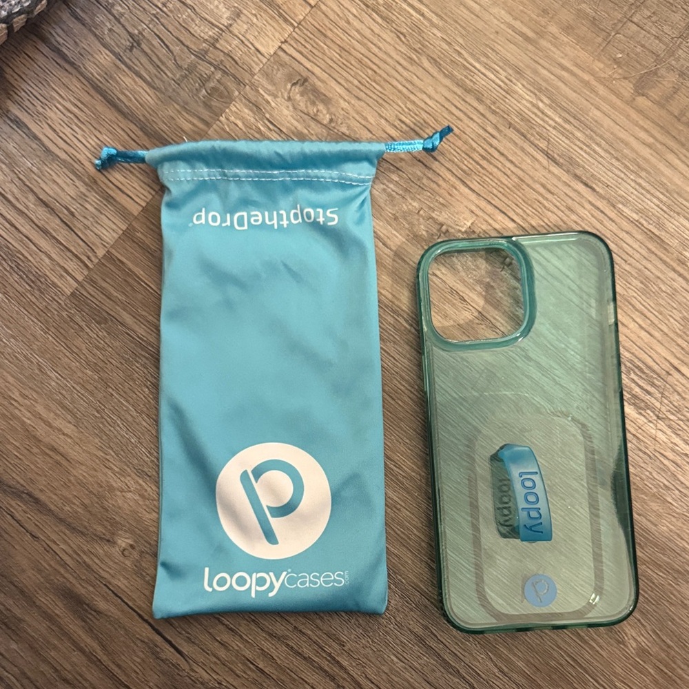 iPhone 12/13 pro max clear neon blue loopy case